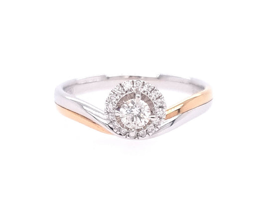 18ct Rose And White Gold Diamond Ring