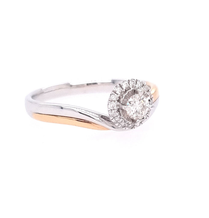 18ct Rose And White Gold Diamond Ring