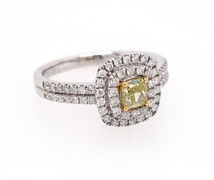 18ct Yellow And White Gold Fancy Yellow Diamond Ring