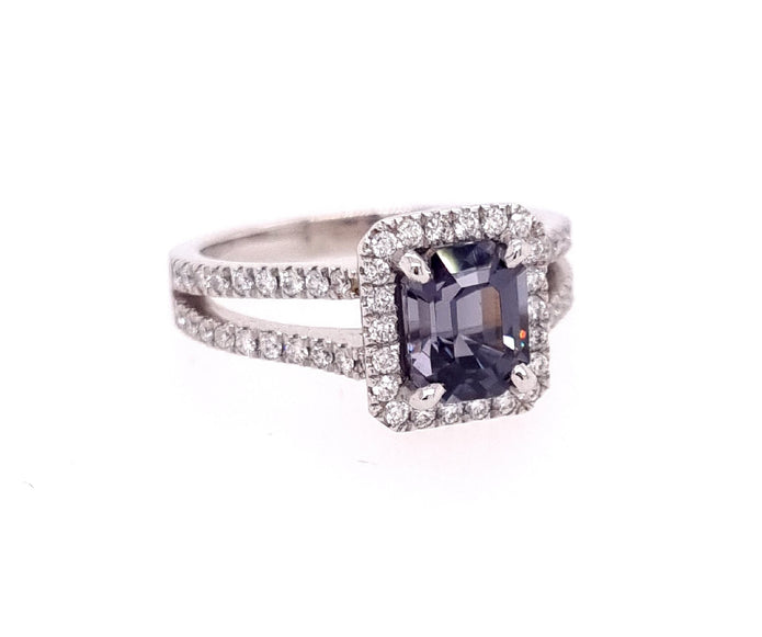 Platinum Halo Spinel And Diamond Ring