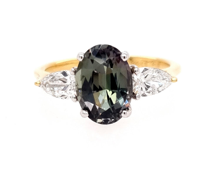 Platinum And 18ct Yellow Gold Trilogy Tanzonite And Diamond Ring