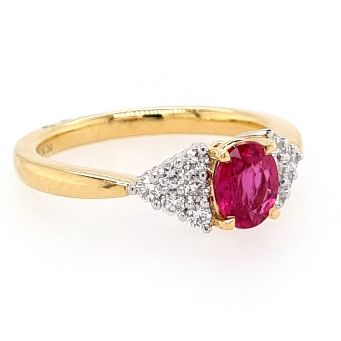 Platinum And 18ct Yellow Gold Greenland Ruby And Diamond Ring