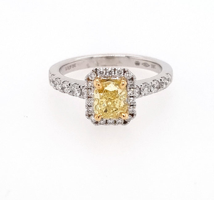 18ct Yellow And White Gold Halo Diamond Ring
