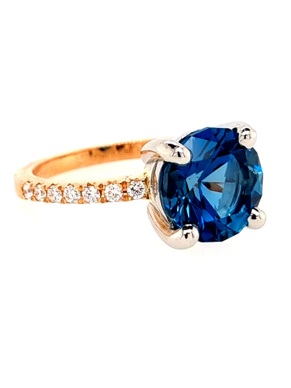 Platinum And 18ct Rose Gold Topaz And Diamond Ring