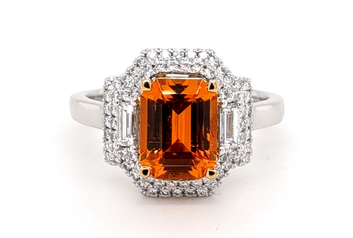 Platinum And 18ct Yellow Gold Garnet And Diamond Ring