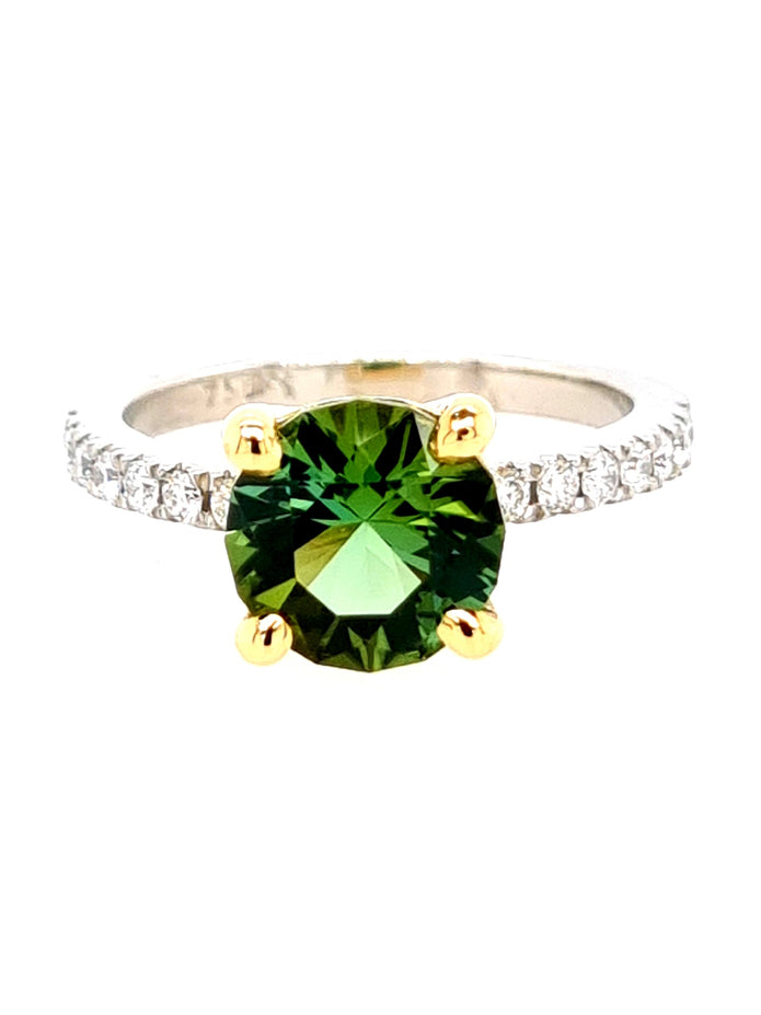 Platinum And 18ct Yellow Gold Toumaline And Diamond Ring