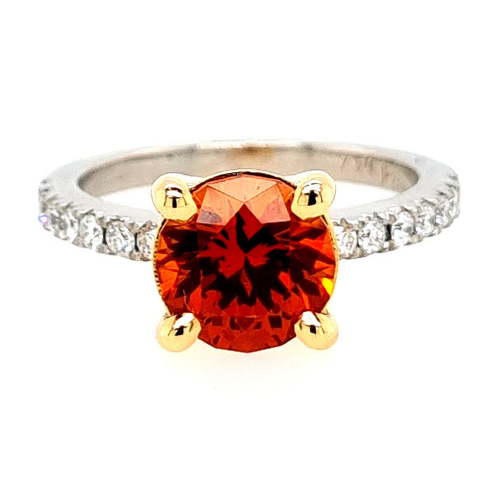 Platinum And 18ct Yellow Gold Garnet And Diamond Ring 2