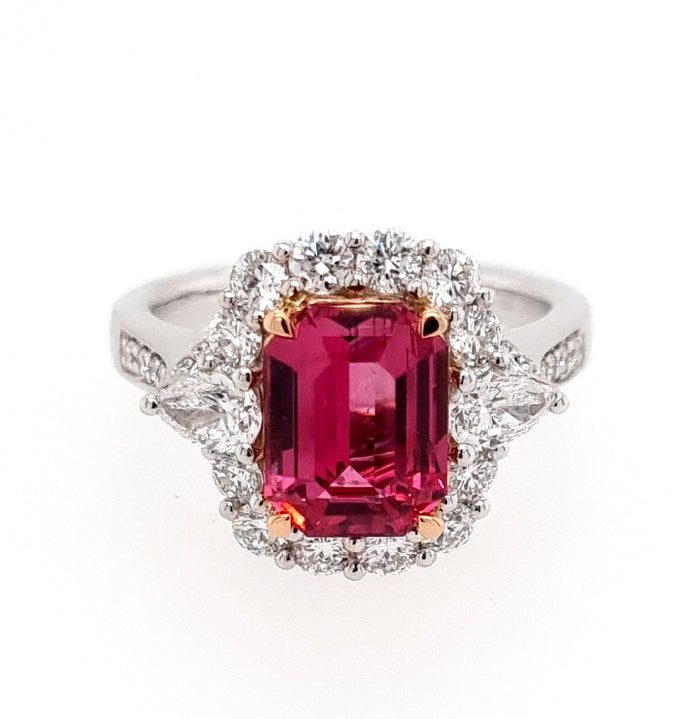 Platinum And 18ct Rose Gold Pink Spinel And Diamond Ring