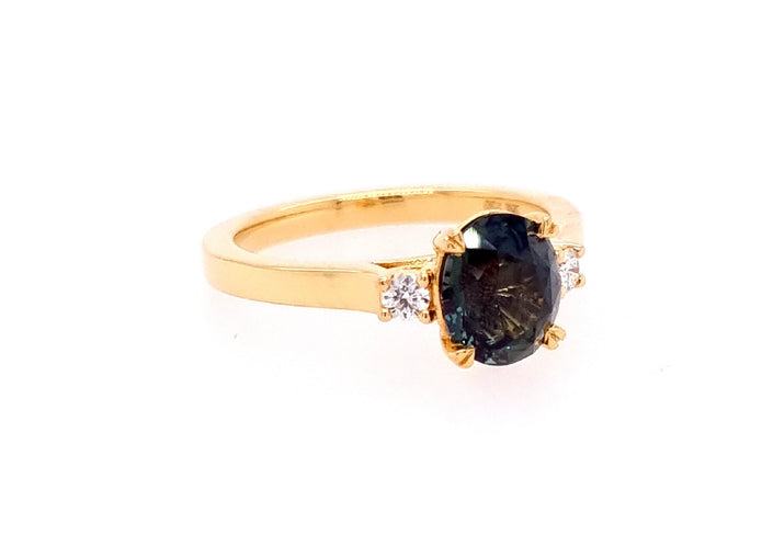 18ct Yellow Gold Trilogy Sapphire And Diamond Ring