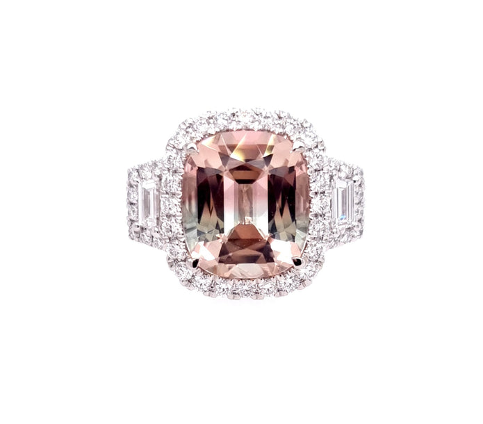 Platinum Tourmaline And Diamond Ring