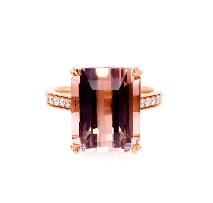 18ct Rose Gold Tourmaline And Diamond Ring