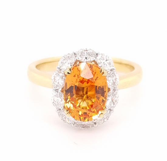 Platinum And 18ct Yellow Gold Spessartite Garnet And Diamond Ring
