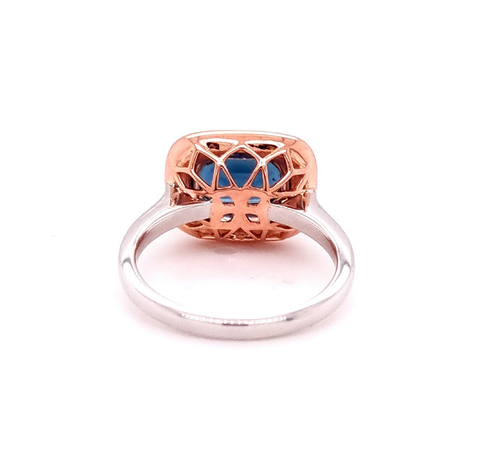 Platinum And 18ct Rose Gold Blue Spinel And Diamond Ring