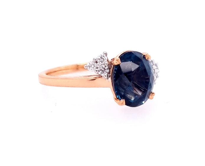 Platinum And 18ct Rose Gold Blue Spinel And Diamond Ring 2