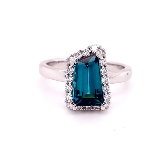 Platinum Green Tourmaline And Diamond Ring