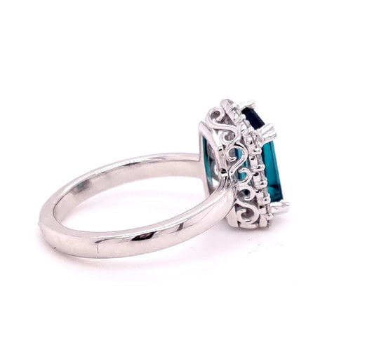 Platinum Green Tourmaline And Diamond Ring