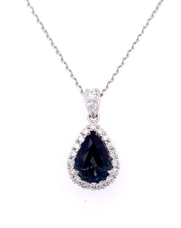 Platinum Australian Blue Sapphire And Diamond Pendant