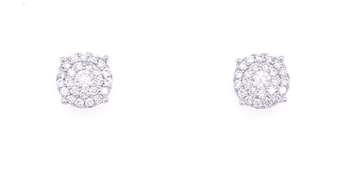 18ct White Gold Diamond Stud Earrings