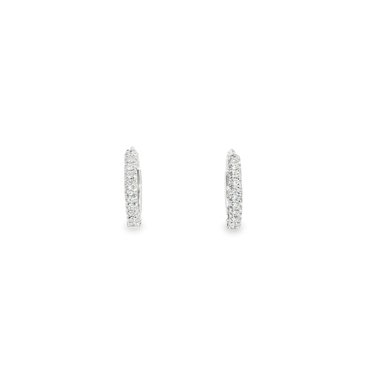 18ct White Gold Diamond Huggie Style Hoop Earrings