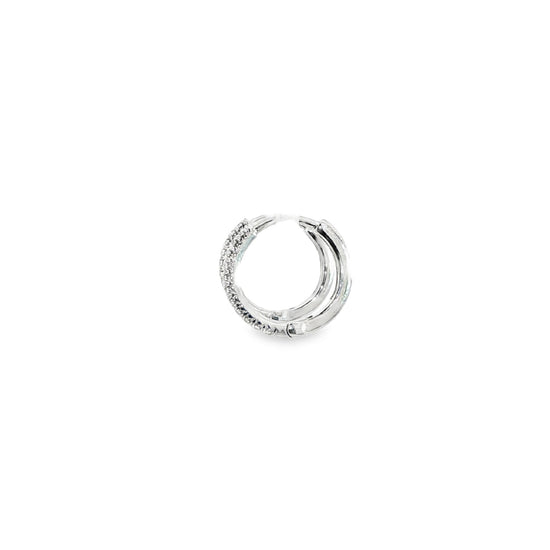 18ct White Gold Diamond Huggie Style Hoop Earrings