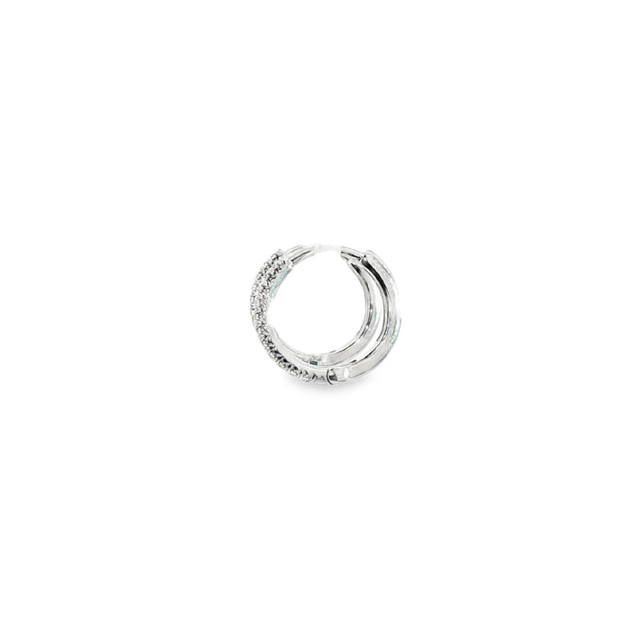 18ct White Gold Diamond Huggie Style Hoop Earrings