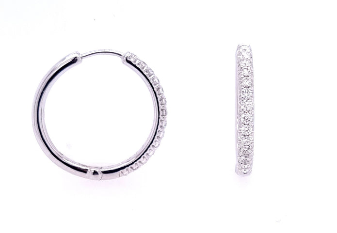 18ct White Gold Diamond Hoop Earrings