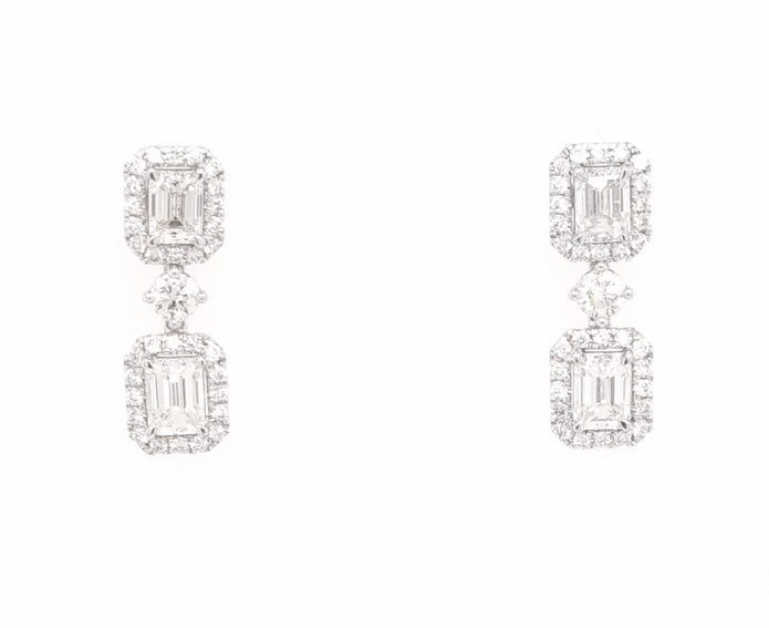 18ct White Gold Diamond Drop Earrings