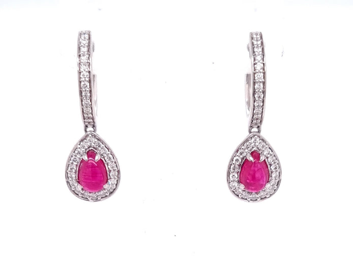 Platinum Greenland Ruby And Diamond Earrings 2