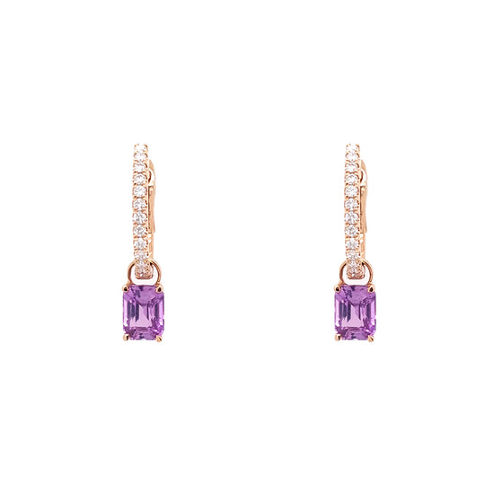 18ct Rose Gold Detachable Sapphire And Diamond Hoop Earrings