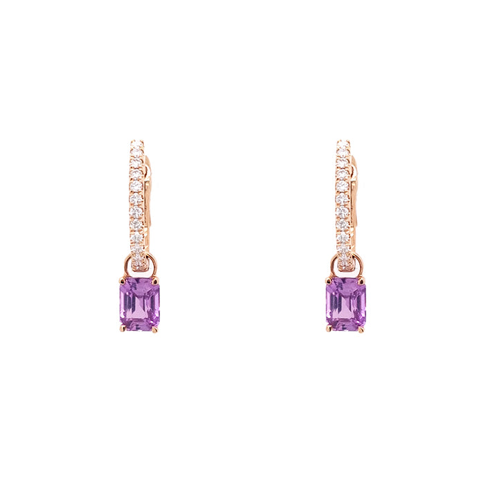 18ct Rose Gold Detachable Sapphire And Diamond Hoop Earrings