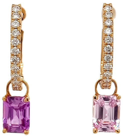 18ct Rose Gold Detachable Sapphire And Diamond Hoop Earrings