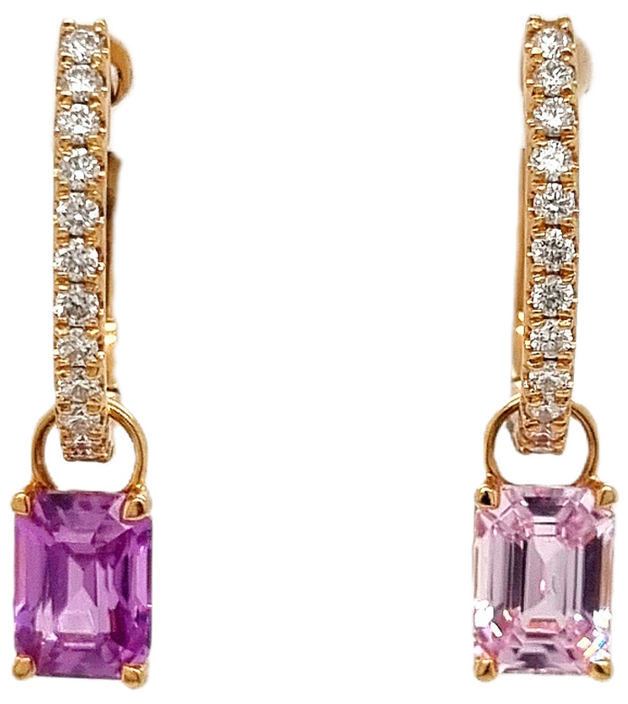 18ct Rose Gold Detachable Sapphire And Diamond Hoop Earrings