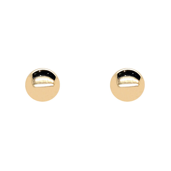 9ct Yellow Gold Shiny Italian Button Stud Earrings 2