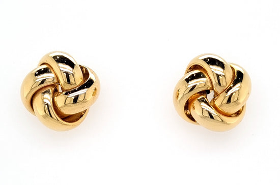9ct Yellow Gold Shiny Italian Knot Stud Earrings