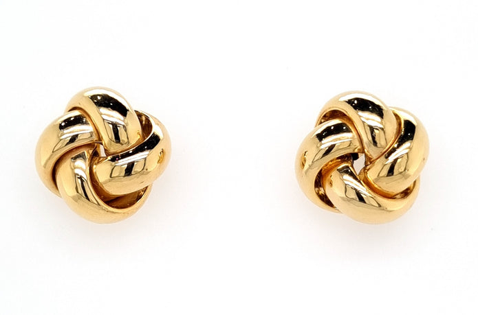 9ct Yellow Gold Shiny Italian Knot Stud Earrings