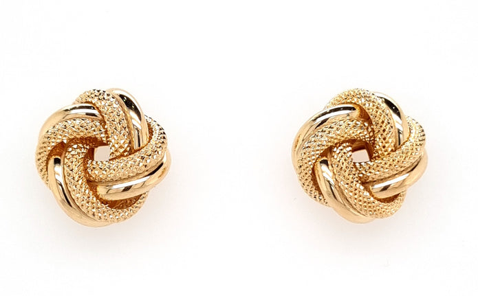 9ct Yellow Gold Italian Textured Knot Stud Earrings
