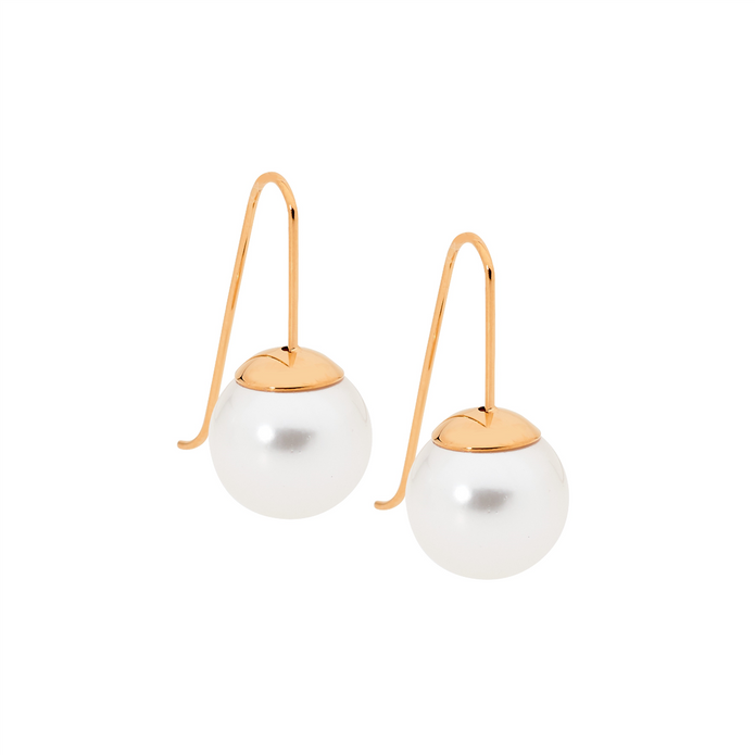 Ellani Stainless Steel Rgp Pearl Drop Earrings