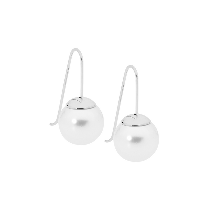 Ellani Stainless Steel Pearl Drop Earrings