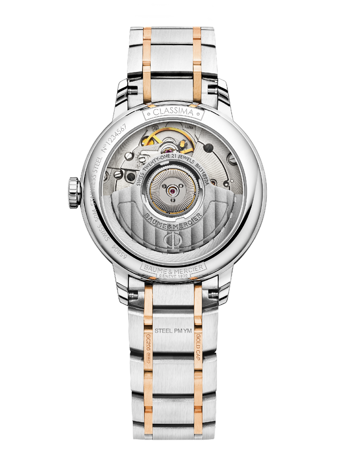 M0a10269 Baume & Mercier Classima 31mm Ladies Stainless Steel Rgp Watch With A White Sunray Dial Swiss Automatic Movement 50m Water Resistant Sapph
