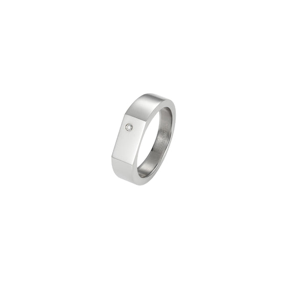 Stainless Steel Cz Signet Ring