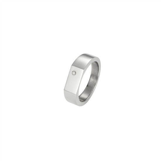 Stainless Steel Cz Signet Ring