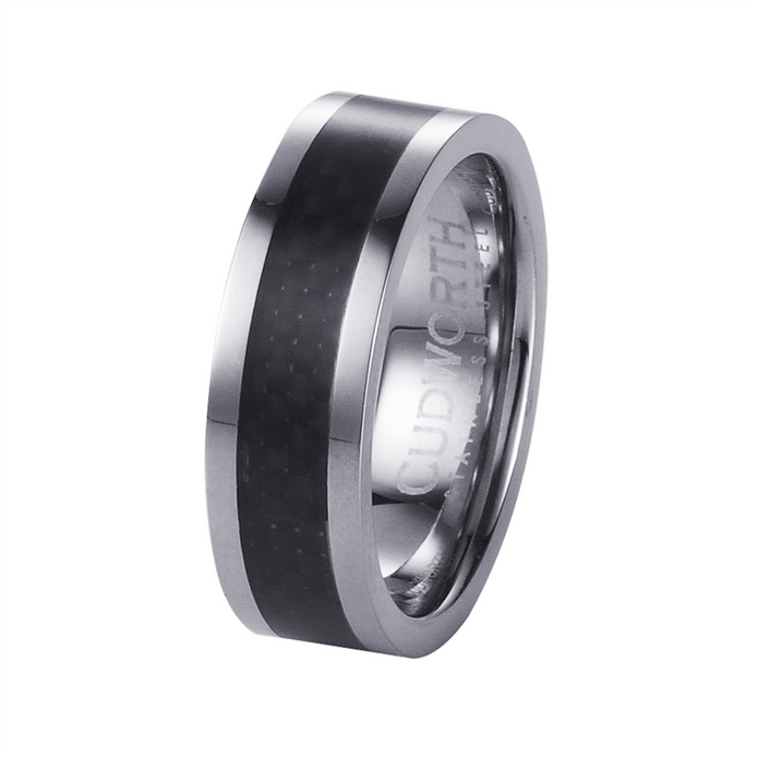 641-52 Cudworth Polished Stainless Steel/carbon Fibre Ring