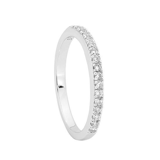 Ellani Sterling Silver White Cz Band Ring