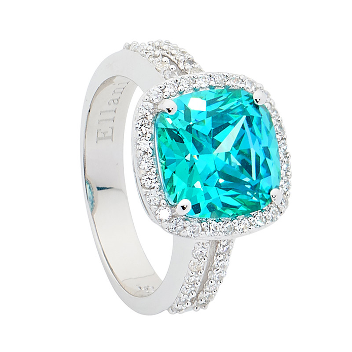 Ellani Sterling Silver Mint Cz Ring
