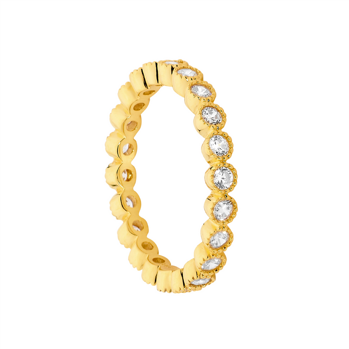 Ellani Sterling Silver Ygp White Cz Eternity Ring