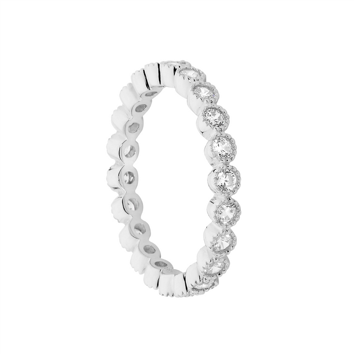 Ellani Sterling Silver White Cz Eternity Ring