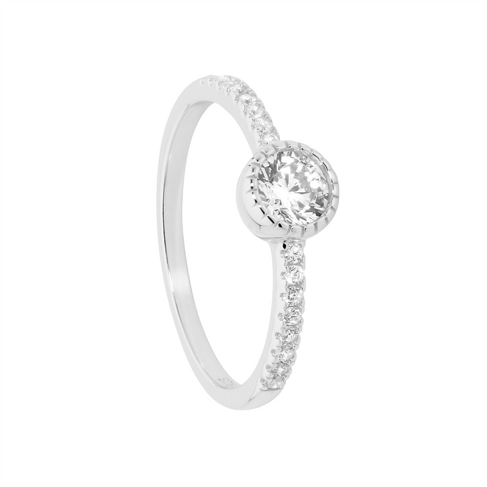 Ellani Sterling Silver White Cz Ring