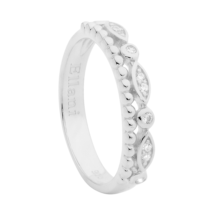 Ellani Sterling Silver White Cz Ring 2