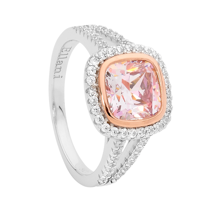 Ellani Sterling Silver Rgp White Cz Ring 4