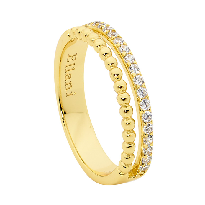 Ellani Sterling Silver Ygp White Cz Ring 4